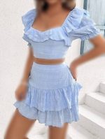 ست نیم تنه و دامن کوتاه برند shein کد wsht0413-01 - تصویر 2