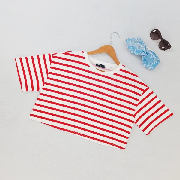 کراپ لش راه راه زنانه برند defacto کد 01-wcsh0701