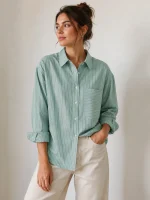شومیز لینن زنانه برند zara کد wch0801-01 - تصویر 2
