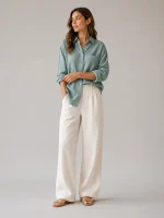 شومیز لینن زنانه برند zara کد wch0801-01 - تصویر 3